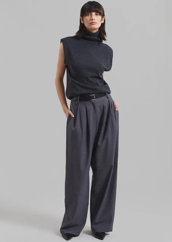 Women The Frankie Shop Bottoms Marley Wide Pants Grey