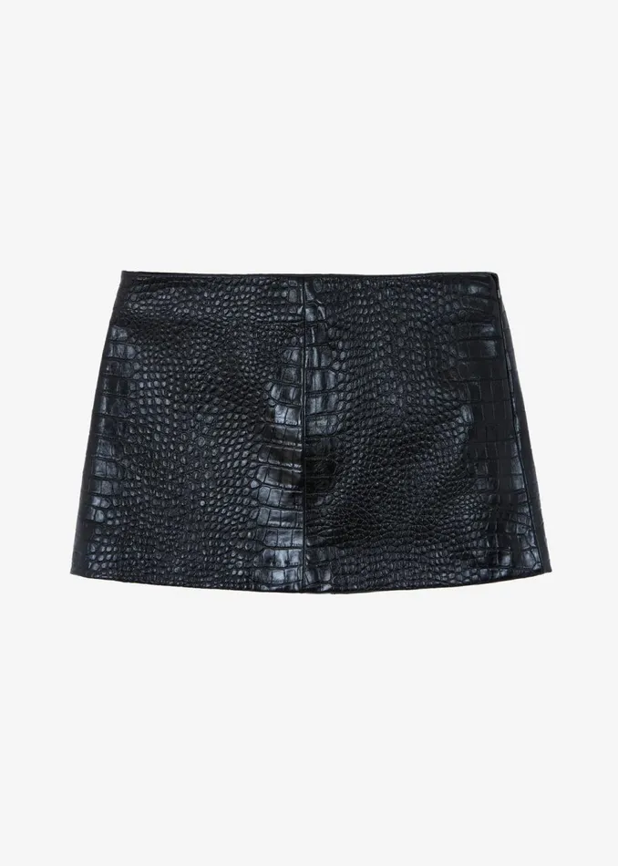 Women The Frankie Shop Bottoms Mary CrocEffect Mini Skirt Black