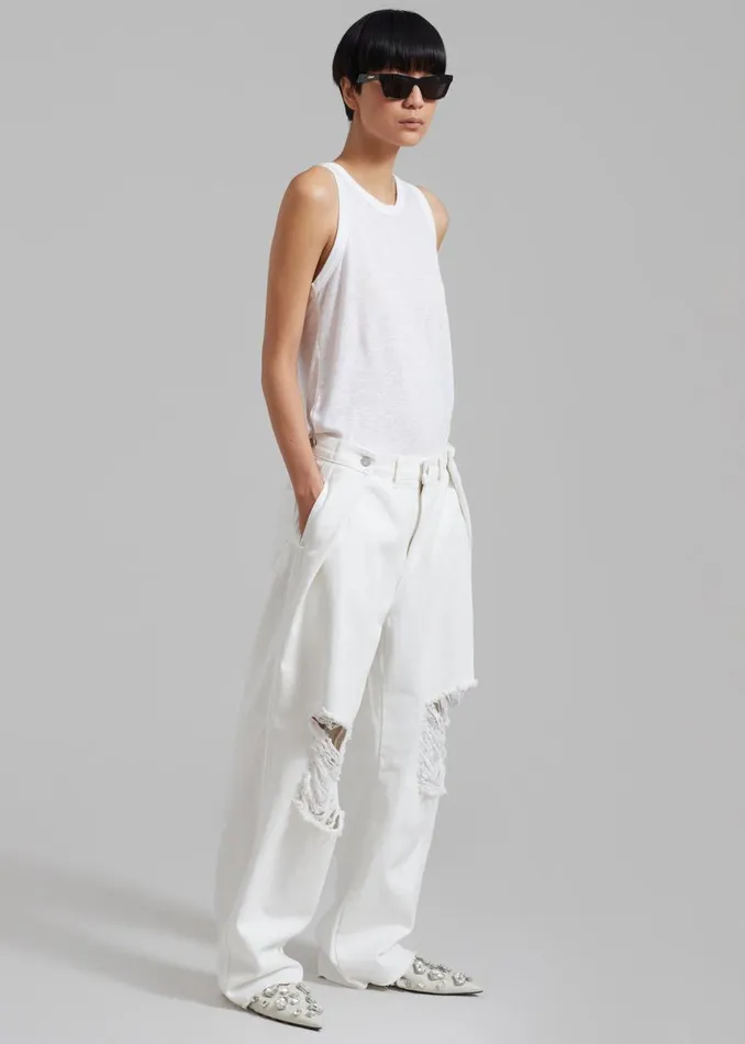 Women The Frankie Shop Bottoms Mercer Ripped Jeans White