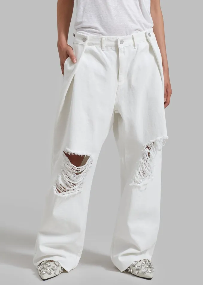 Women The Frankie Shop Bottoms Mercer Ripped Jeans White