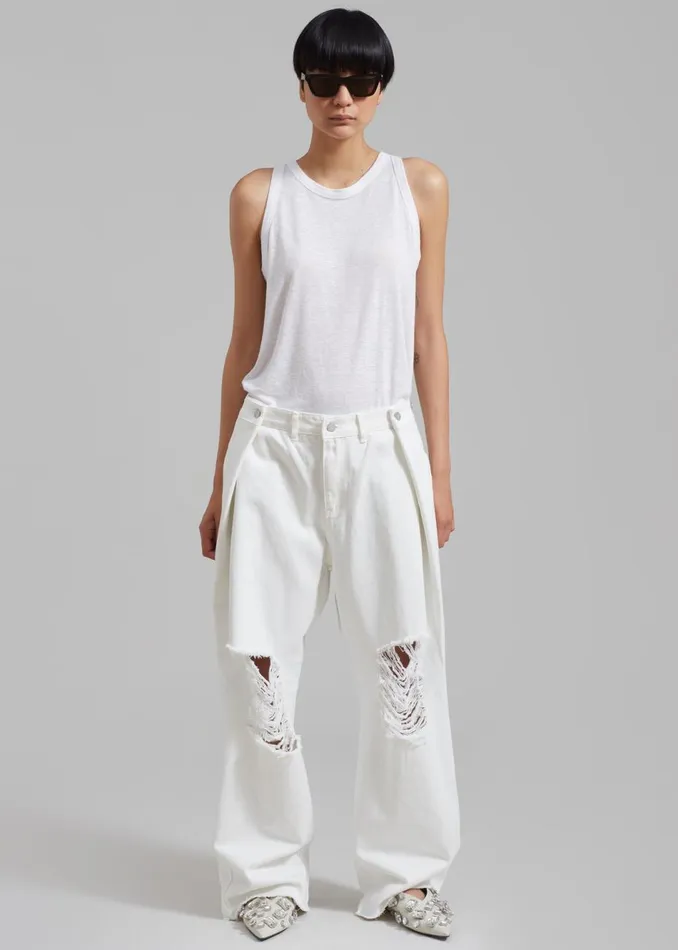 Women The Frankie Shop Bottoms Mercer Ripped Jeans White