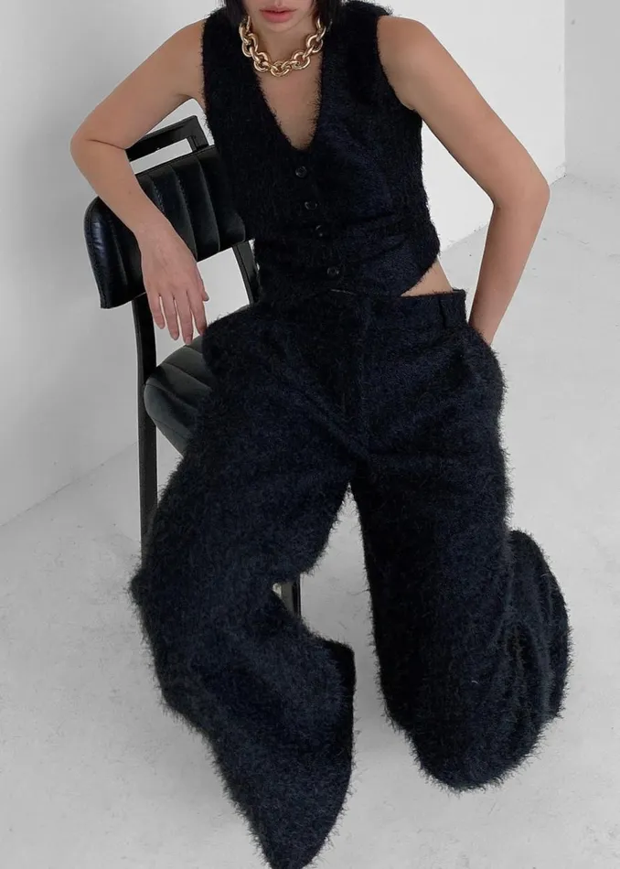 Women The Frankie Shop Bottoms Millie Fluffy Pants Black