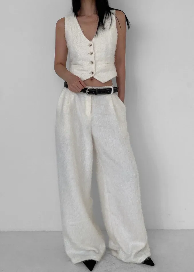 Women The Frankie Shop Bottoms Millie Fluffy Pants White