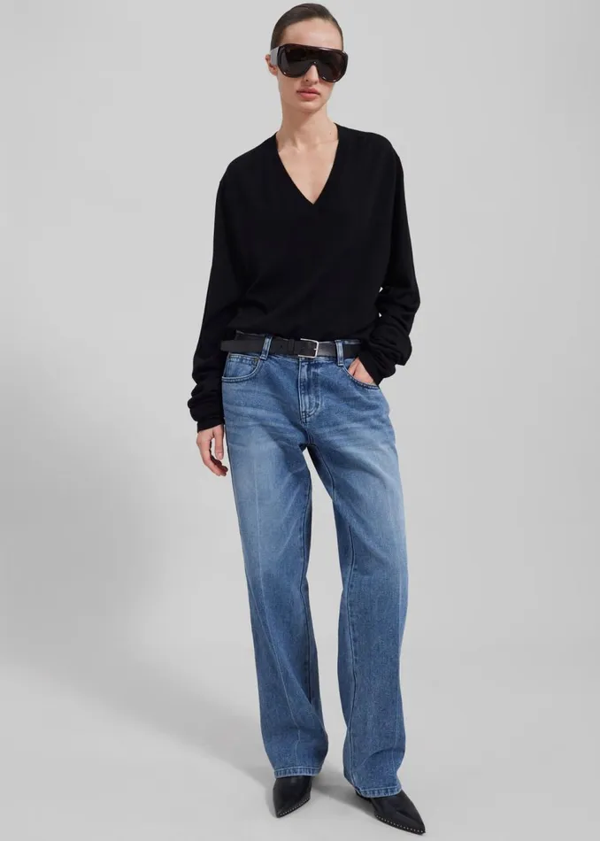 Women The Frankie Shop Bottoms Montrose Straight Leg Jeans Blue Wash