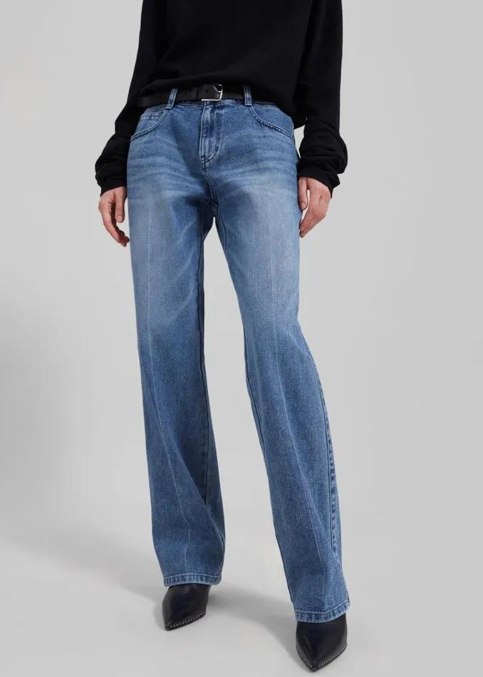 Women The Frankie Shop Bottoms Montrose Straight Leg Jeans Blue Wash