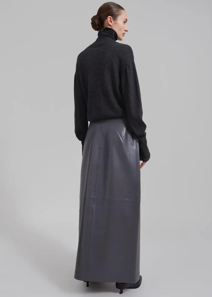 Women The Frankie Shop Bottoms Nan Long Faux Leather Cross Skirt Grey