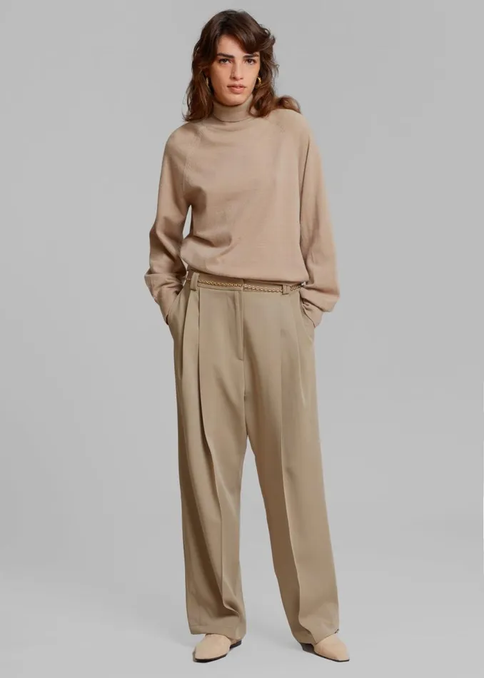 Women The Frankie Shop Bottoms Naomie String Pants Latte