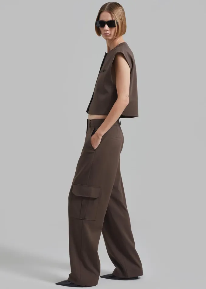 Women The Frankie Shop Bottoms Narci Cargo Pants Brown