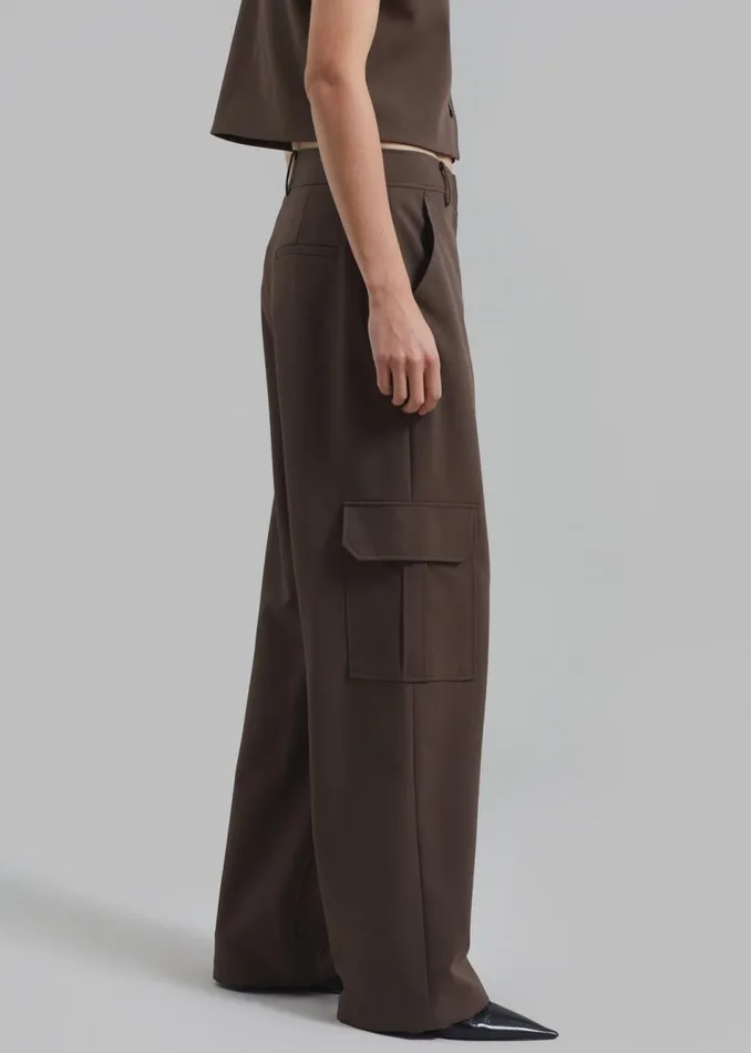 Women The Frankie Shop Bottoms Narci Cargo Pants Brown