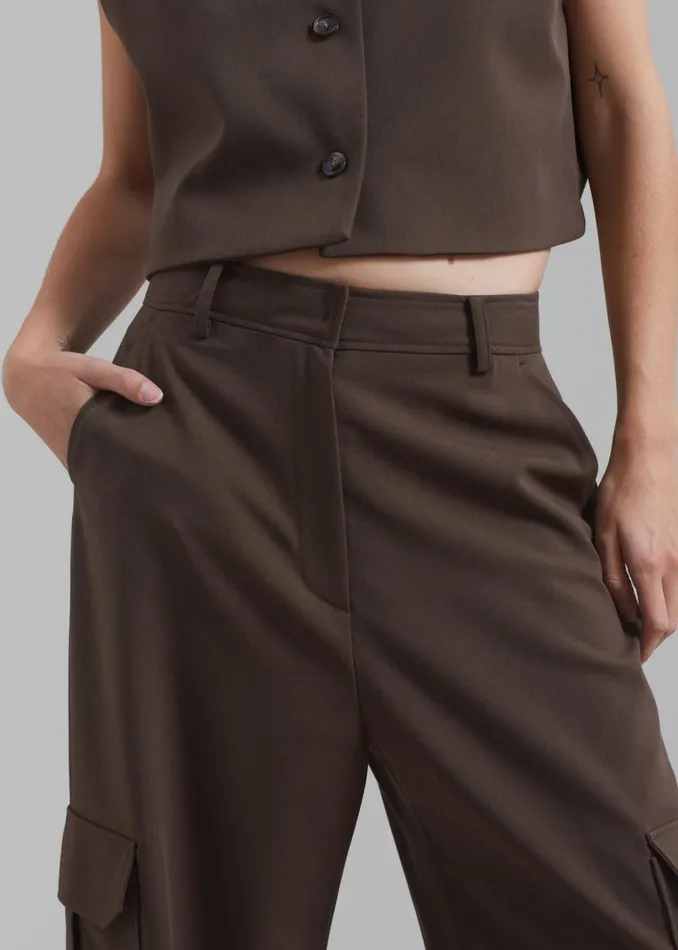 Women The Frankie Shop Bottoms Narci Cargo Pants Brown
