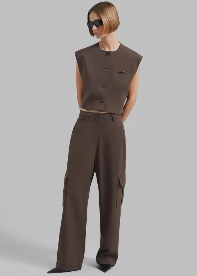 Women The Frankie Shop Bottoms Narci Cargo Pants Brown