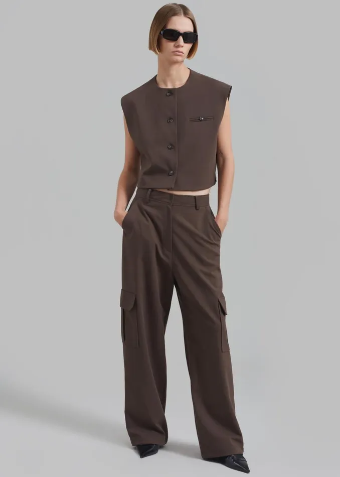 Women The Frankie Shop Bottoms Narci Cargo Pants Brown