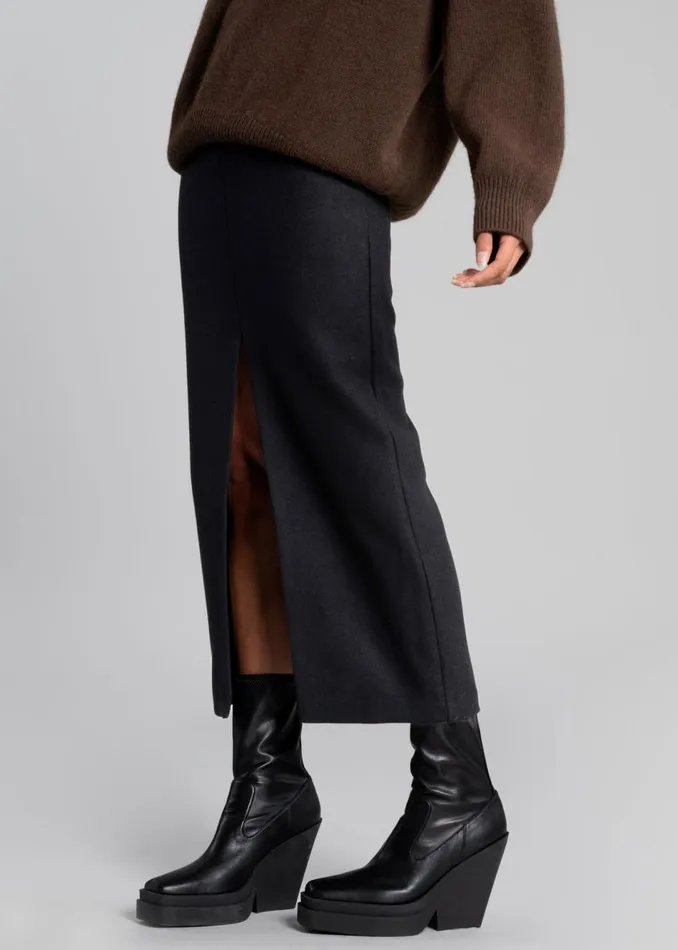 Women The Frankie Shop Bottoms Neasi WoolBlend Pencil Skirt Black