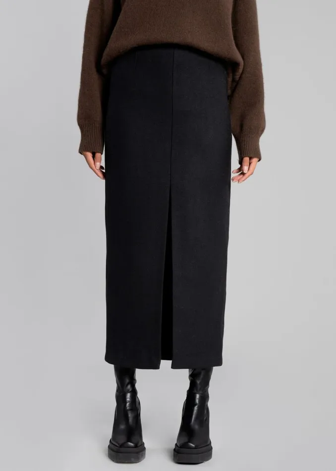 Women The Frankie Shop Bottoms Neasi WoolBlend Pencil Skirt Black