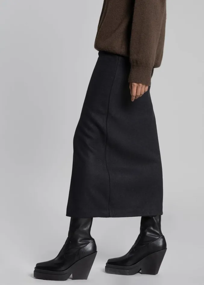 Women The Frankie Shop Bottoms Neasi WoolBlend Pencil Skirt Black