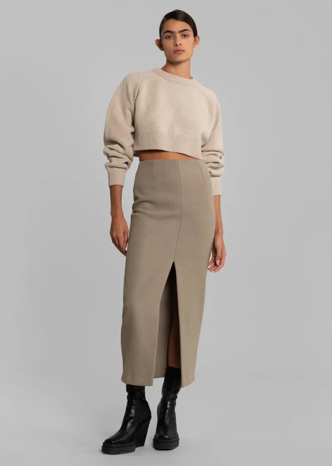 Women The Frankie Shop Bottoms Neasi WoolBlend Pencil Skirt Taupe