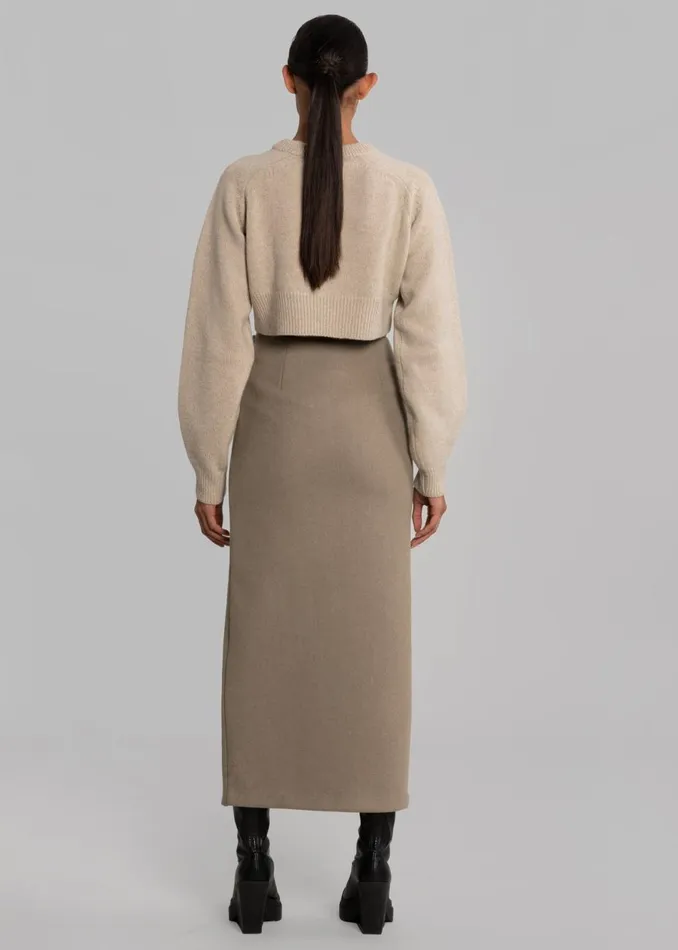 Women The Frankie Shop Bottoms Neasi WoolBlend Pencil Skirt Taupe