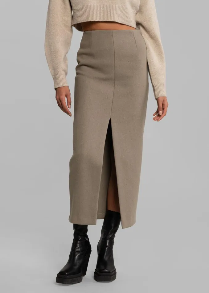Women The Frankie Shop Bottoms Neasi WoolBlend Pencil Skirt Taupe