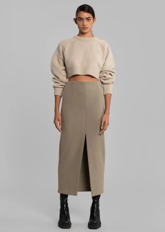 Women The Frankie Shop Bottoms Neasi WoolBlend Pencil Skirt Taupe