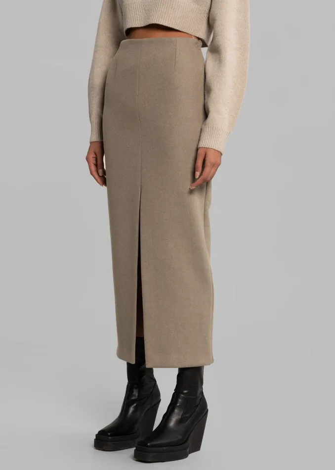 Women The Frankie Shop Bottoms Neasi WoolBlend Pencil Skirt Taupe