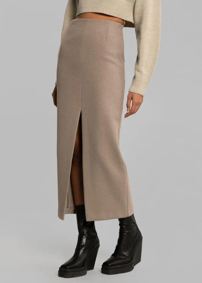 Women The Frankie Shop Bottoms Neasi WoolBlend Pencil Skirt Taupe
