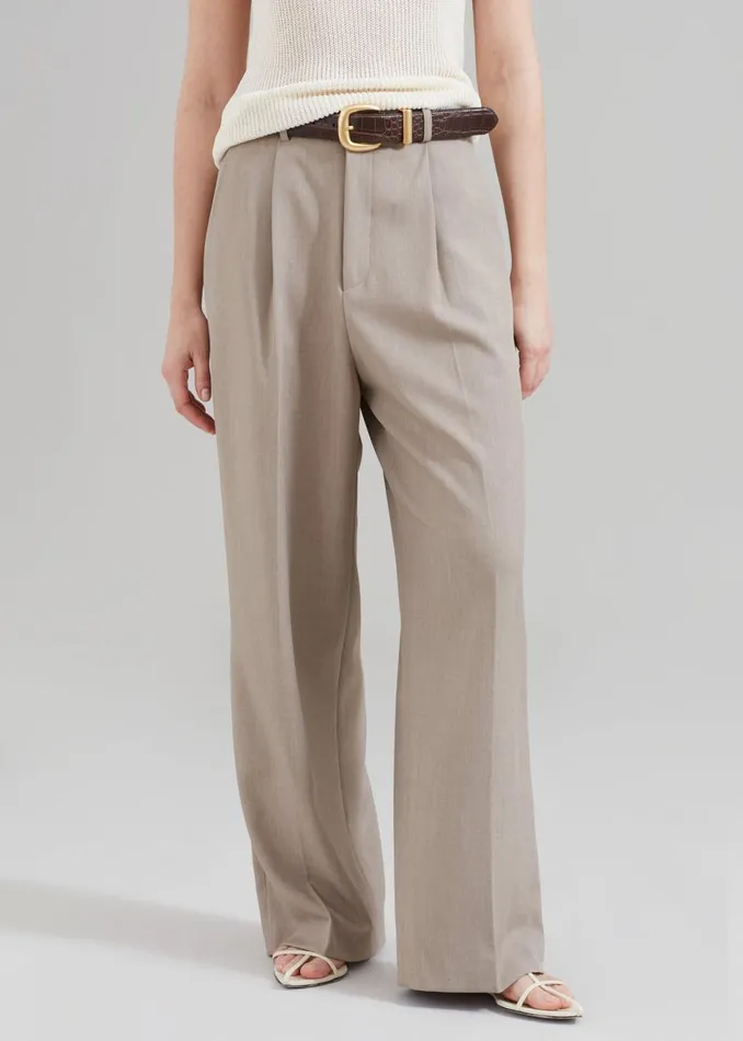 Women The Frankie Shop Bottoms Nessi Pintuck Trousers Taupe