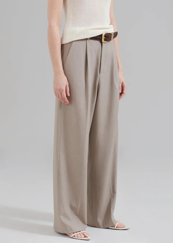 Women The Frankie Shop Bottoms Nessi Pintuck Trousers Taupe