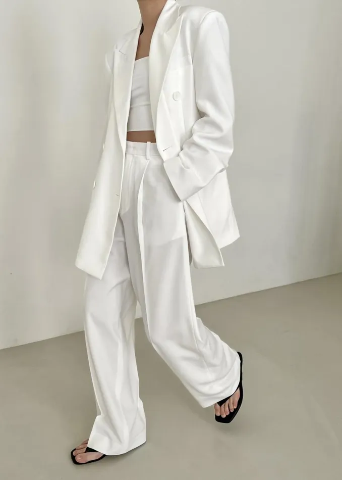 Women The Frankie Shop Bottoms Nessi Pintuck Trousers White