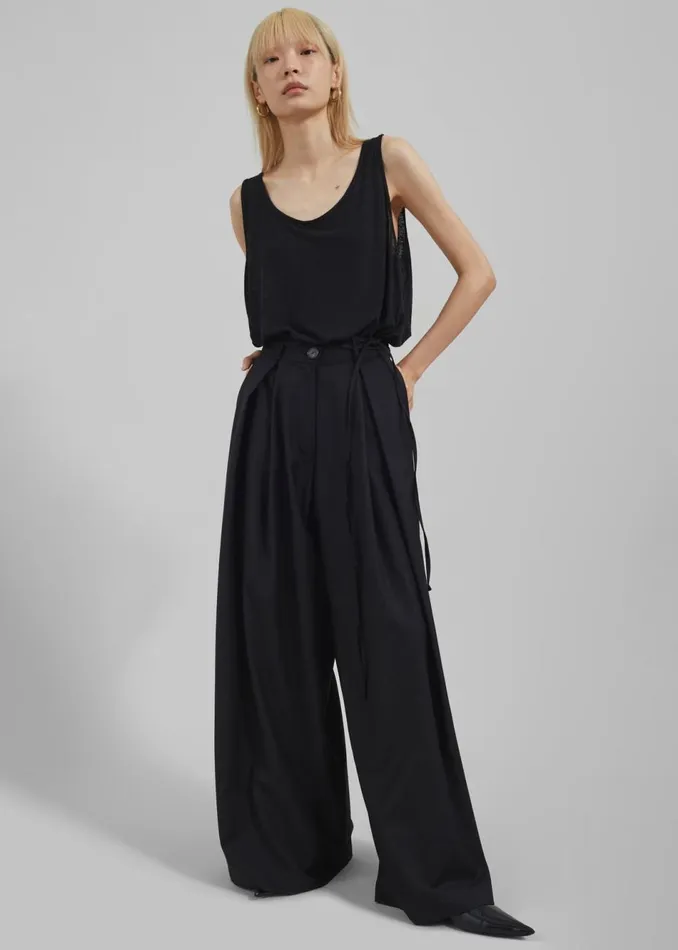 Women The Frankie Shop Bottoms Noor Wide Pants Black
