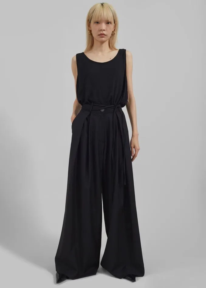 Women The Frankie Shop Bottoms Noor Wide Pants Black