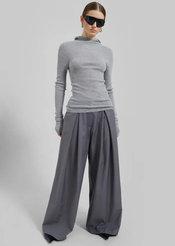Women The Frankie Shop Bottoms Noor Wide Pants Grey