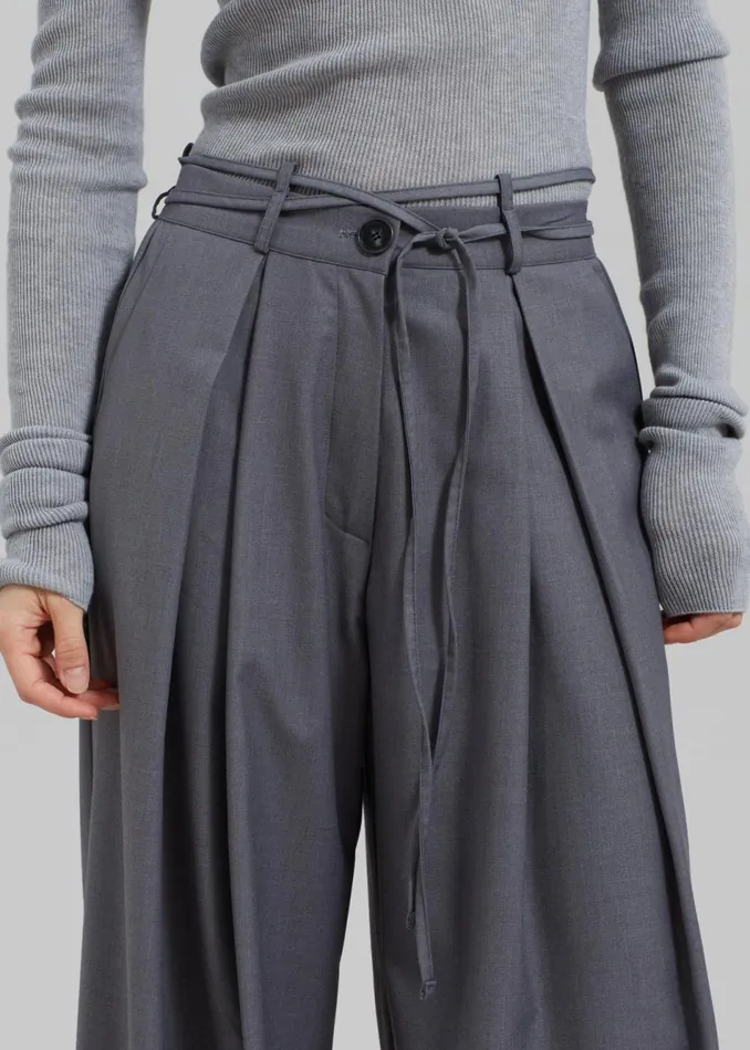 Women The Frankie Shop Bottoms Noor Wide Pants Grey