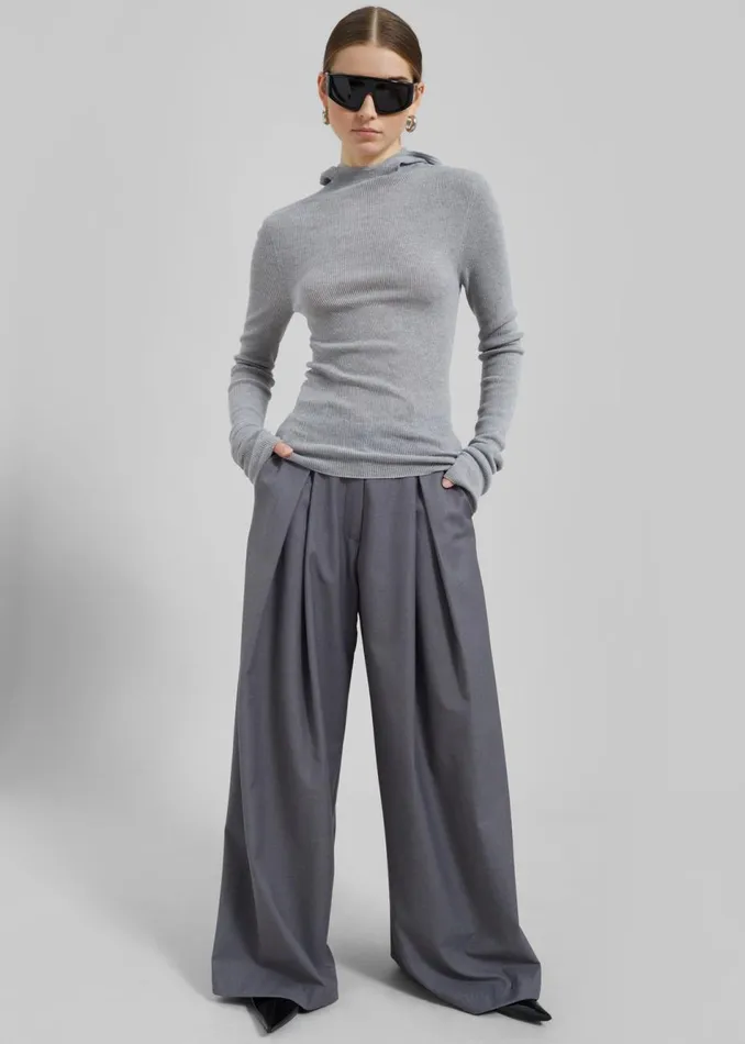 Women The Frankie Shop Bottoms Noor Wide Pants Grey