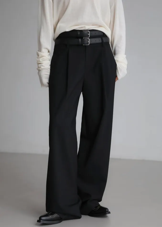 Women The Frankie Shop Bottoms Olwen Pintuck Trousers Black