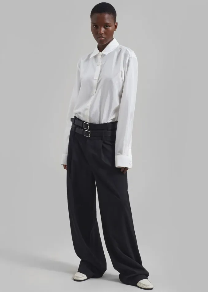 Women The Frankie Shop Bottoms Olwen Pintuck Trousers Black
