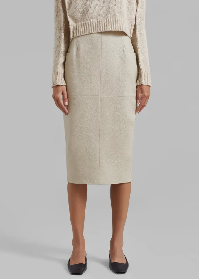 Women The Frankie Shop Bottoms Orion Faux Leather Midi Skirt Cream