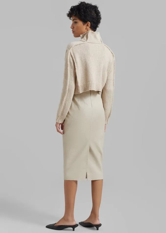 Women The Frankie Shop Bottoms Orion Faux Leather Midi Skirt Cream