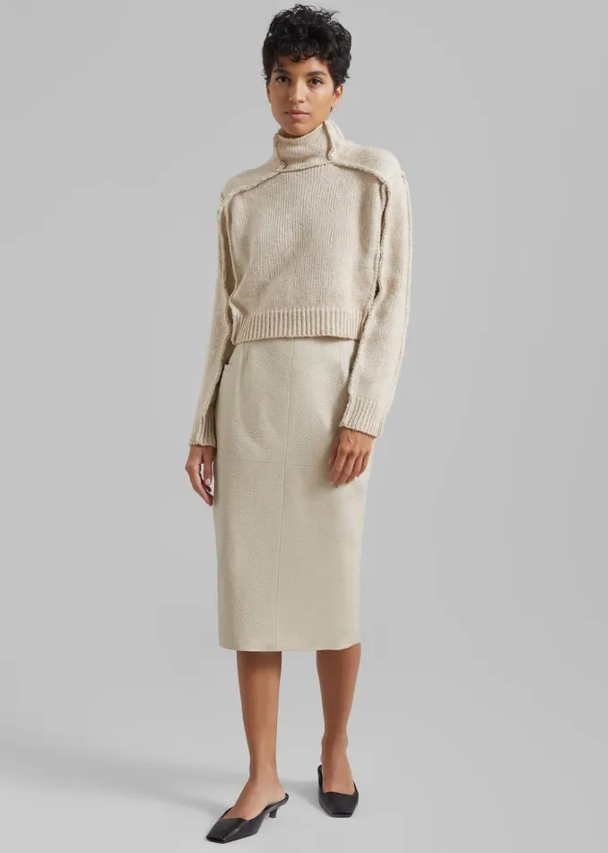 Women The Frankie Shop Bottoms Orion Faux Leather Midi Skirt Cream