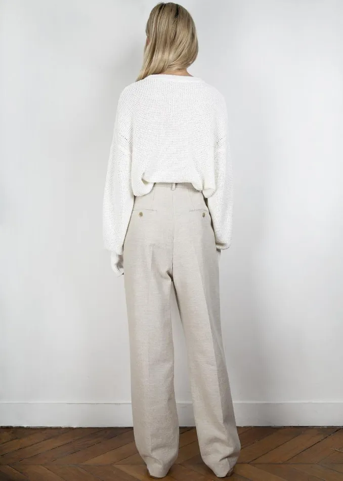 Women The Frankie Shop Bottoms Pace Pleated Linen Blend Pants Sand