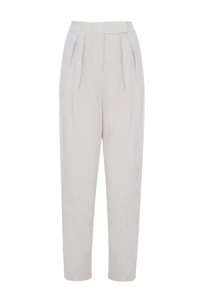 Women The Frankie Shop Bottoms Pace Pleated Linen Blend Pants Sand