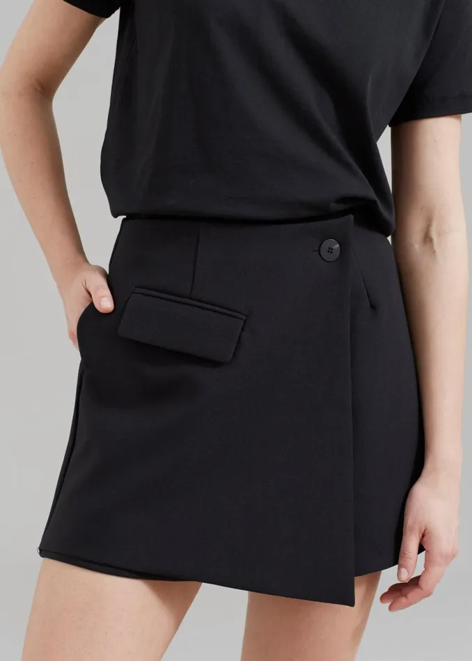 Women The Frankie Shop Bottoms Paige Wrap Skort Black