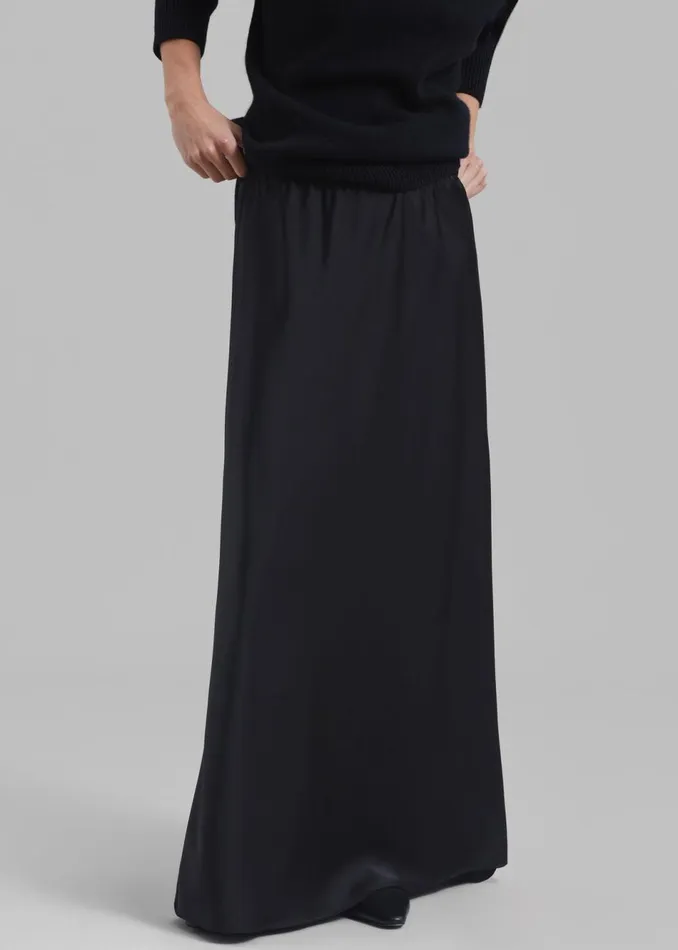 Women The Frankie Shop Bottoms Priscilla Maxi Satin Skirt Black