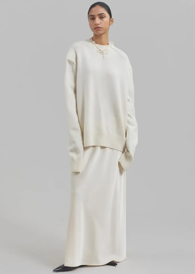 Women The Frankie Shop Bottoms Priscilla Maxi Satin Skirt Cream