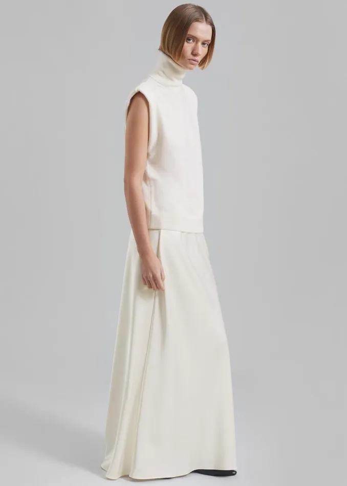 Women The Frankie Shop Bottoms Priscilla Maxi Satin Skirt Cream