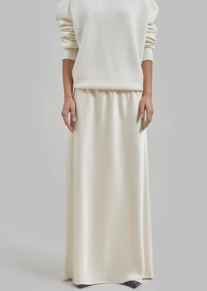 Women The Frankie Shop Bottoms Priscilla Maxi Satin Skirt Cream