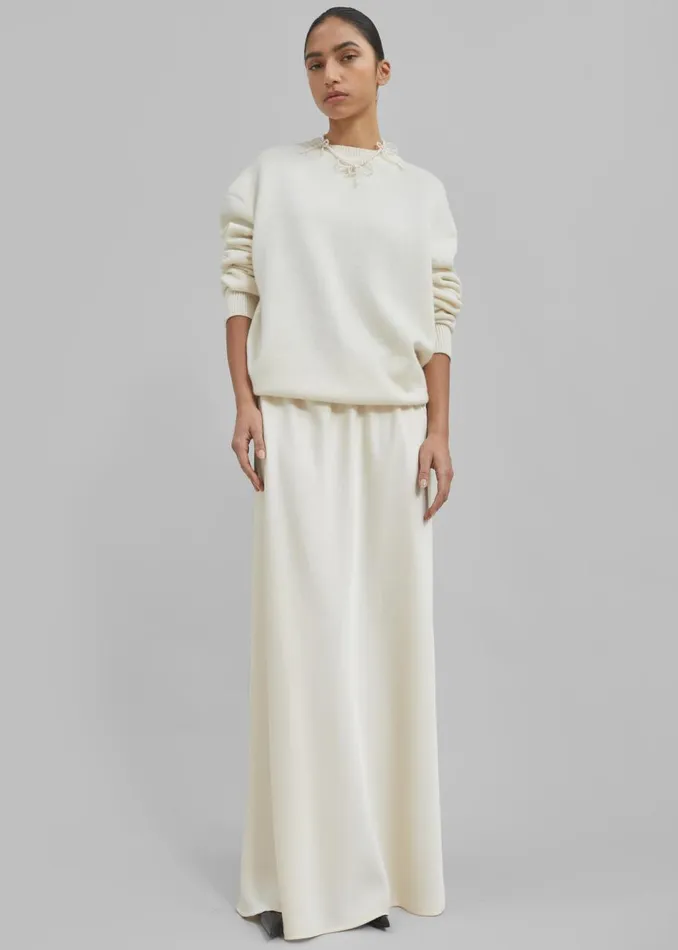Women The Frankie Shop Bottoms Priscilla Maxi Satin Skirt Cream