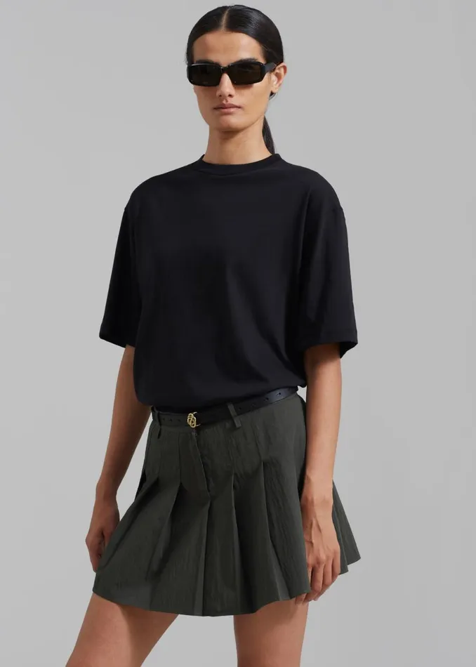 Women The Frankie Shop Bottoms Rachael Pleated Mini Skirt Charcoal