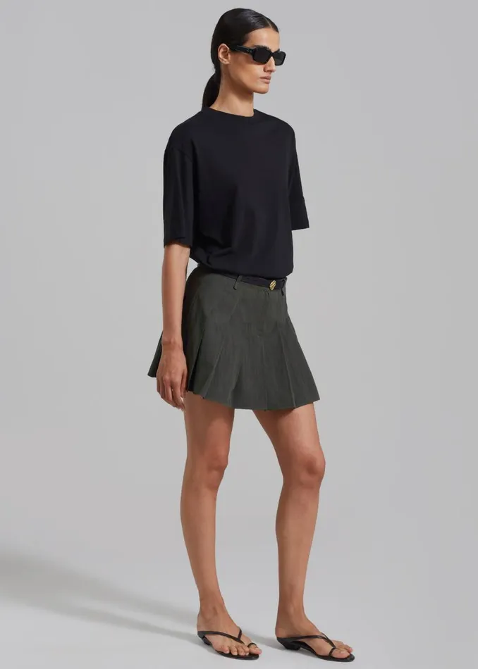 Women The Frankie Shop Bottoms Rachael Pleated Mini Skirt Charcoal