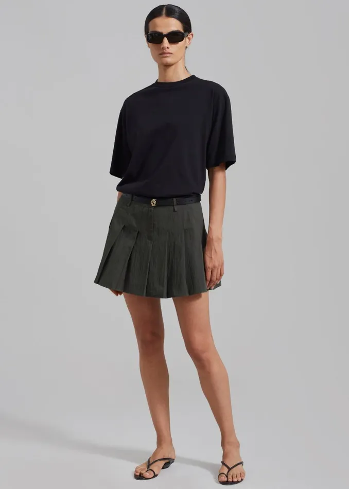 Women The Frankie Shop Bottoms Rachael Pleated Mini Skirt Charcoal