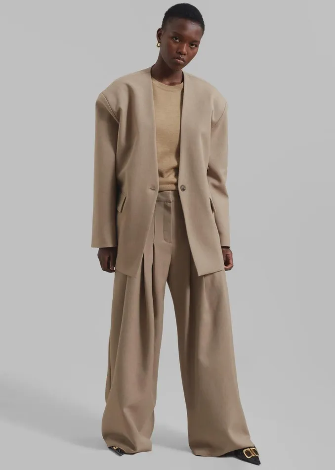 Women The Frankie Shop Bottoms Regina Pleated Trousers Camel